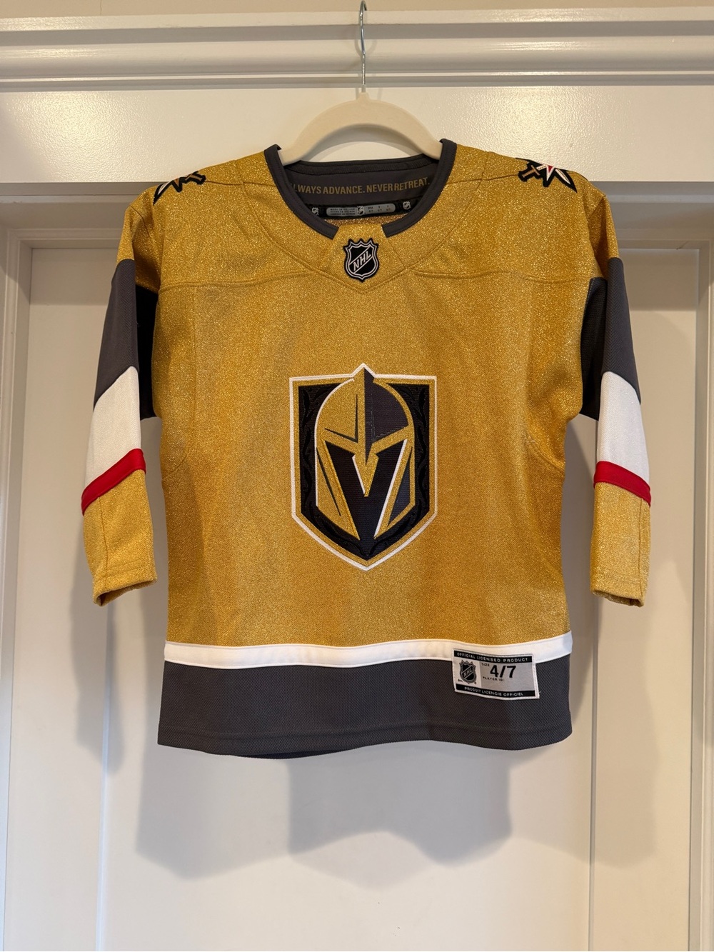 NHL Kids Vegas Golden Knights Gold and Gray Hockey Jersey